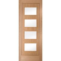 Jeld-Wen White Oak Inlay 4 Light Clear Glazed Door 1981x762x35mm