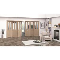 Jeld-Wen Oregon White Oak 2 Light Clear Glazed Fold Sliding Internal Door 2047x4227x35mm 3+3