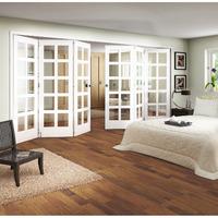 Jeld-Wen Shaker White Primed 10 Lite Clear Glazed Fold Sliding Internal Door 2047x3771x35mm 3+3