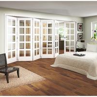 Jeld-Wen Shaker White Primed 10 Lite Clear Glazed Fold Sliding Internal Door 2047x3771x35mm 5+1