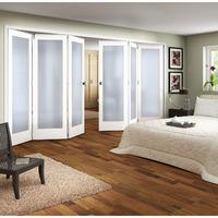 Jeld-Wen Shaker White Primed 1 Light Obscure Glazed Fold Sliding Internal Door 2047x3771x35mm 3+3