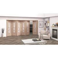 Jeld-Wen Oak Mackintosh Inspired 4 Light Glazed Fold Sliding Internal Door 2047x4227x35mm 5+1