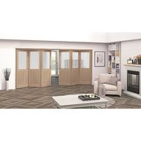 Jeld-Wen Oregon Cottage White Oak Etched Glazed Fold Sliding Internal Door 2047x4227x35mm 3+3