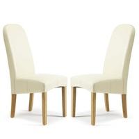 Jennifer Dining Chair In Cream Faux Leather in A Pair