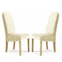 Jennifer Dining Chair In Pearl Fabric With Oak Legs in A Pair