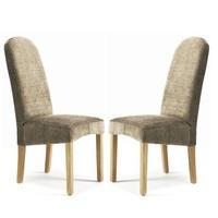 Jennifer Dining Chair In Bark Fabric With Oak Legs in A Pair