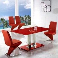Jet Large Red Glass Dining Set And 6 Z Red Dining Chairs