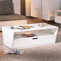 Jesper Modern Coffee Table In White High Gloss With 1 Drawer