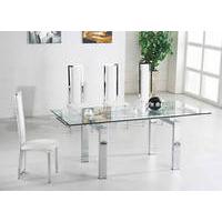 jessi clear extendable dining table with 6 g601 chairs