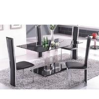 Jet Large Black Glass Dining Set And 6 Dining Chairs