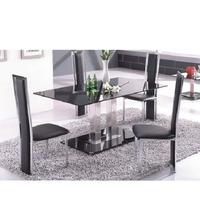 jet large black glass dining set and 6 dining chairs