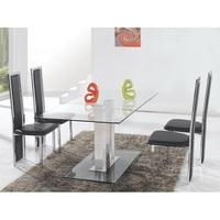 Jet Large Clear Glass Dining Set And 6 Black Dining Chairs