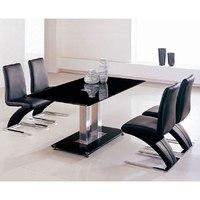 Jet Black Glass Dining Table With 6 Z Demi Dining Chairs