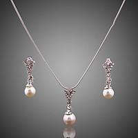 jewelry suit luxury full drill imitation pearl silver plating necklace ...