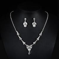 Jewelry 1 Necklace 1 Pair of Earrings Halloween Wedding Party Pearl Crystal 1set Women Silver Wedding Gifts