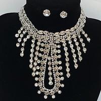 Jewelry 1 Necklace 1 Pair of Earrings Wedding Party Special Occasion Alloy Zircon 1set Gold Black Silver Wedding Gifts