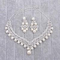 Jewelry 1 Necklace / 1 Pair of Earrings Imitation Pearl / Rhinestone Wedding 1set Women Silver Wedding Gifts