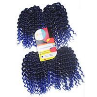 Jerry Curl Pre-loop Crochet Braids Black With Blue Hair Braids 9Inch Kanekalon 1 Package For Full Head 170g Hair Extensions
