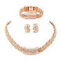 Jewelry Set Bridal Jewelry Sets Euramerican Fashion Classic Rhinestone Zinc Alloy Square Gold1 Necklace 1 Pair of Earrings 1 Bracelet