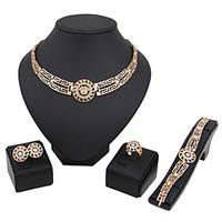 Jewelry Set Euramerican Fashion Classic Rhinestone Chrome Head 1 Necklace 1 Pair of Earrings 1 Bracelet Rings ForWedding Party