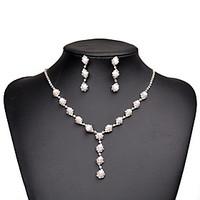 jewelry set drop earrings choker necklaces imitation pearl aaa cubic z ...