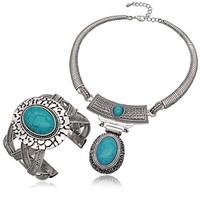 Jewelry 1 Necklace Bracelets Bangles Wedding Party Special Occasion Halloween Daily Alloy Turquoise 1set Silver Wedding Gifts