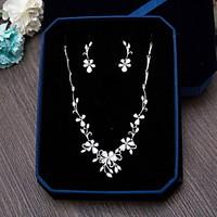 Jewelry 1 Necklace 1 Pair of Earrings AAA Cubic Zirconia Wedding Party Special Occasion Daily Casual Zircon 1set Silver Wedding Gifts