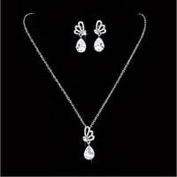 Jewelry 1 Necklace 1 Pair of Earrings Rhinestone Wedding Party Alloy Rhinestone 1set Women White Wedding Gifts