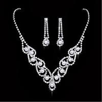 Jewelry 1 Necklace 1 Pair of Earrings Imitation Pearl Rhinestone Wedding Party Alloy Imitation Pearl Rhinestone Silver Plated 1set Women