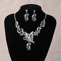 Jewelry 1 Necklace 1 Pair of Earrings Wedding Party Daily Casual Crystal Alloy Rhinestone 1set Women Silver Wedding Gifts