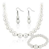 Jewelry Set Women\'s Gift / Party Jewelry Sets Imitation Pearl Rhinestone Earrings / Necklaces White