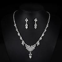 Jewelry 1 Necklace 1 Pair of Earrings Halloween Wedding Party Pearl Crystal 1set Women Silver Wedding Gifts