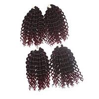 Jerry Curl Pre-loop Crochet Braids Black With Burgundy Hair Braids 9Inch Kanekalon 1 Package For Full Head 170g Hair Extensions