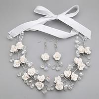 Jewelry 1 Necklace / 1 Pair of Earrings Non Stone Wedding / Party 1set Women White Wedding Gifts