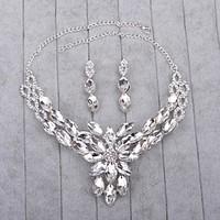 Jewelry 1 Necklace / 1 Pair of Earrings Imitation Pearl / Rhinestone Wedding 1set Women Silver Wedding Gifts