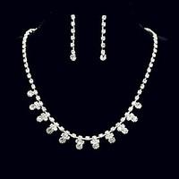Jewelry Set Rhinestone Drop Rhinestone Alloy 1 Necklace 1 Pair of Earrings For Wedding Party Anniversary