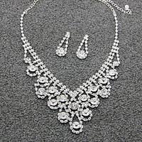 Jewelry Set Rhinestone Pendant Luxury Rhinestone Alloy Drop 1 Necklace 1 Pair of Earrings For Wedding Party Anniversary Birthday 1 Set
