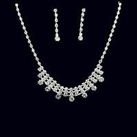 Jewelry Set Rhinestone Square Rhinestone Alloy Square 1 Necklace 1 Pair of Earrings For Wedding Party Anniversary