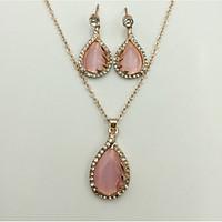 Jewelry Set Rhinestone Pendant Adorable Rhinestone Opal Alloy Drop 1 Necklace 1 Pair of Earrings For Wedding Party Anniversary Birthday
