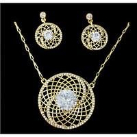 Jewelry Set Rhinestone Adorable Rhinestone Alloy Round 1 Necklace 1 Pair of Earrings For Wedding Party Anniversary Birthday