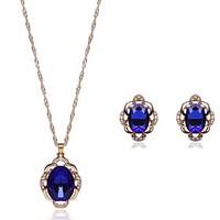 Jewelry 1 Necklace 1 Pair of Earrings Crystal Wedding Party Crystal Alloy 1set Women Black Blue Wedding Gifts