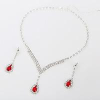 Jewelry Set Earrings Necklace Ruby AAA Cubic Zirconia Fashion Luxury Elegant Gemstone Heart Drop For Wedding Party Daily Gift