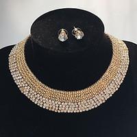 Jewelry 1 Necklace 1 Pair of Earrings Wedding Party Special Occasion Alloy Zircon 1set Gold Black Silver Wedding Gifts