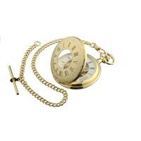 Jean Pierre gold-plated Half Hunter skeleton mechanical pocket watch