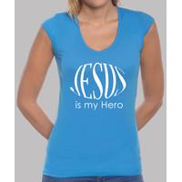 jesus is my hero t shirt blue woman