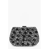 Jewel Embellished Box Clutch Bag - black