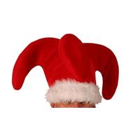 Jester Hat Red 3 Pointed - Fur Trim/bell
