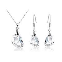 Jewelry Set Classic Elegant Crystal Unique Design Pendant Necklace Earrings Girlfriend Gift
