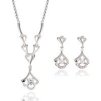Jewelry Set Simulated Diamond Fashion Gold/White Wedding Party Daily Casual 1set 1 Necklace 1 Pair of Earrings Wedding Gifts