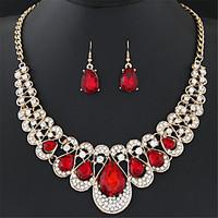Jewelry Set Drop Earrings Statement Necklaces Earrings Bib necklaces Fashion European Luxury Gemstone Imitation Diamond Shiny Drop Wedding Party